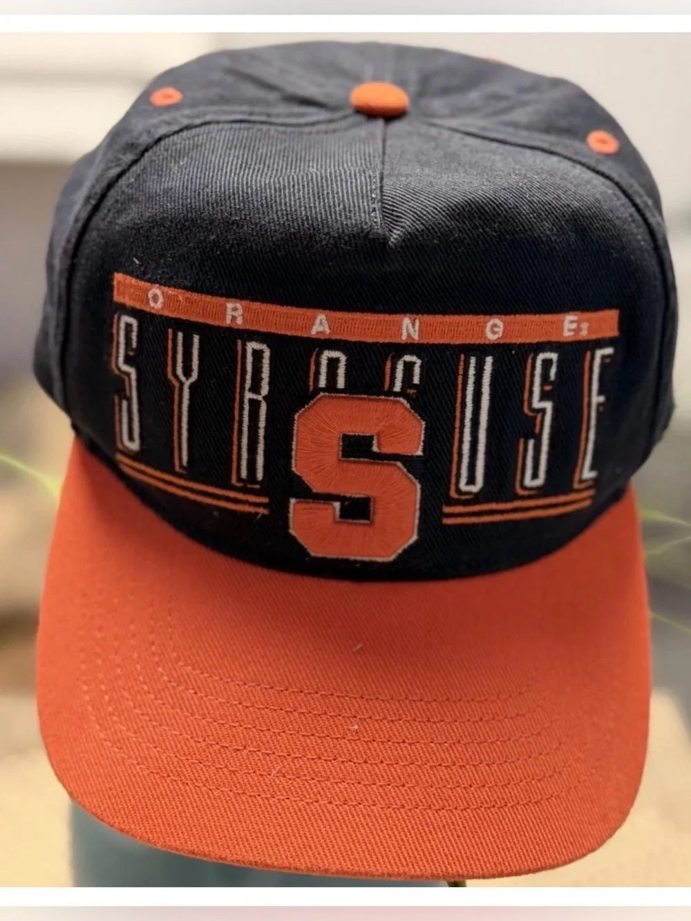 Vtg Syracuse Orangemen “S” Logo Snapback Hat NCAA Collegiate Block Design